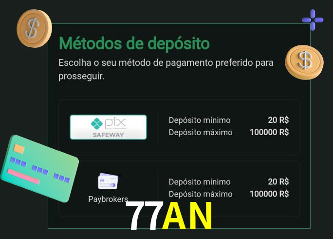 O cassino 77AN oferece uma grande variedade de métodos de pagamento